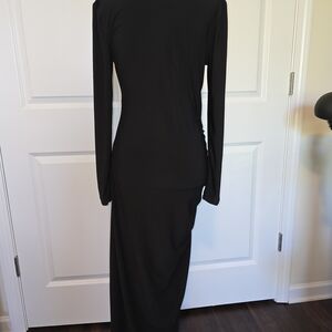 VENUS Black Midi Dress with Long Sleeves